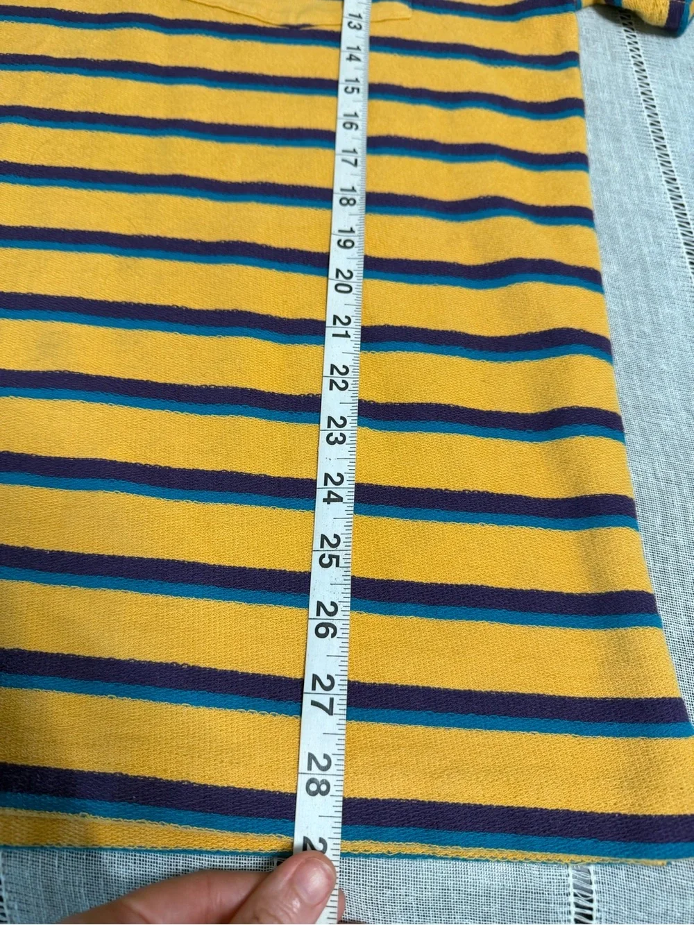 Urban Outfitters Mens Striped Pocket T-Shirt Size M Yellow Blue Retro Y2K Skate